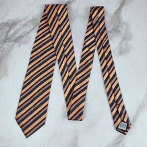 Geoffrey Beene Men's 100% Silk Yellow Black Red Striped 3.25" Tie